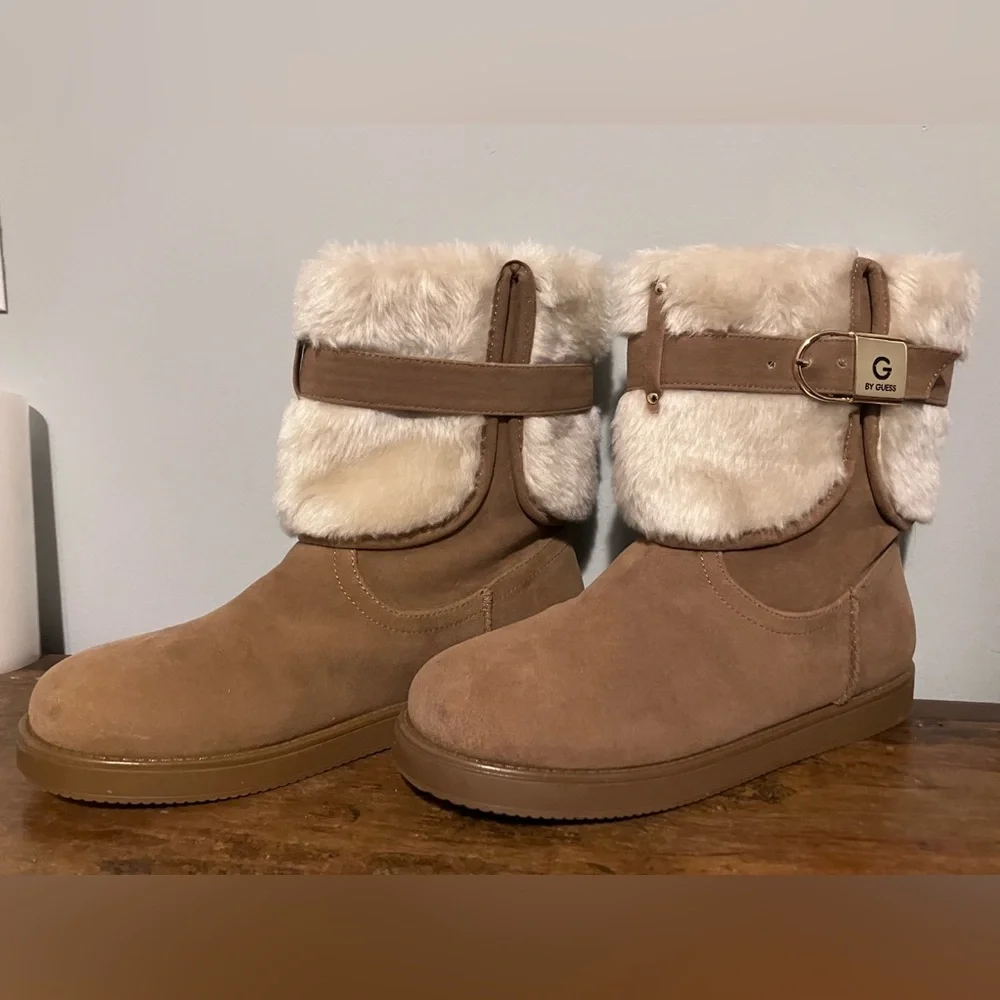 G by Guess Tan Fur-Lined Winter Boots